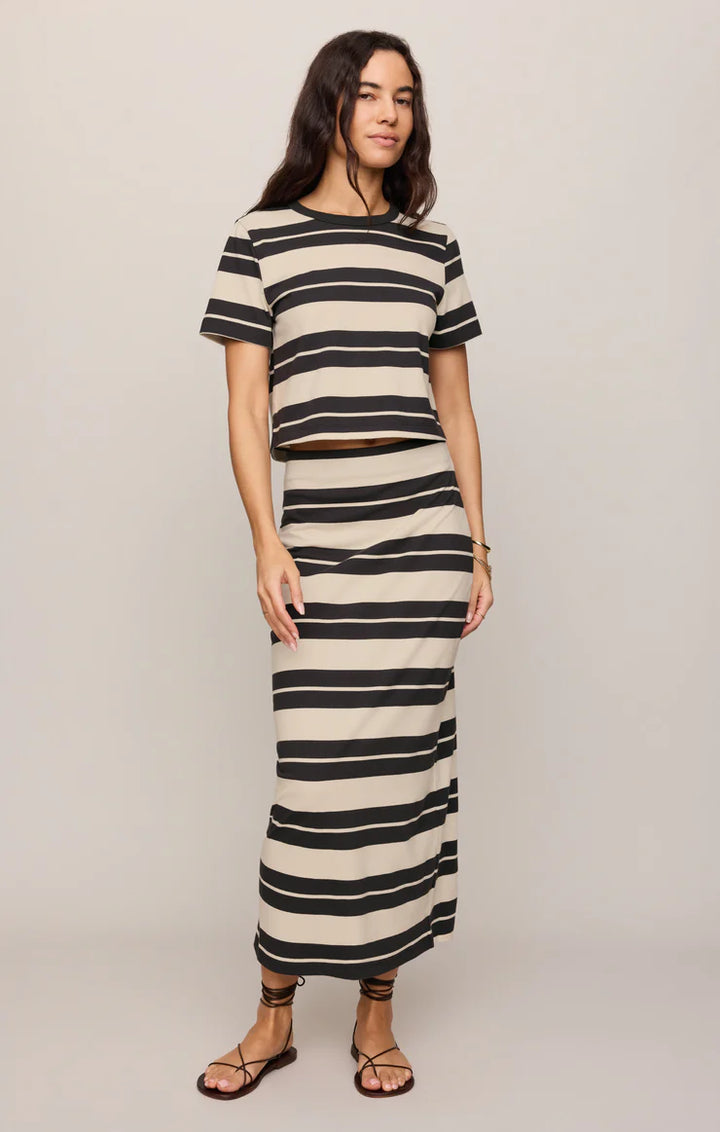 Z SUPPLY Gail Striped Midi Skirt - Ash Black