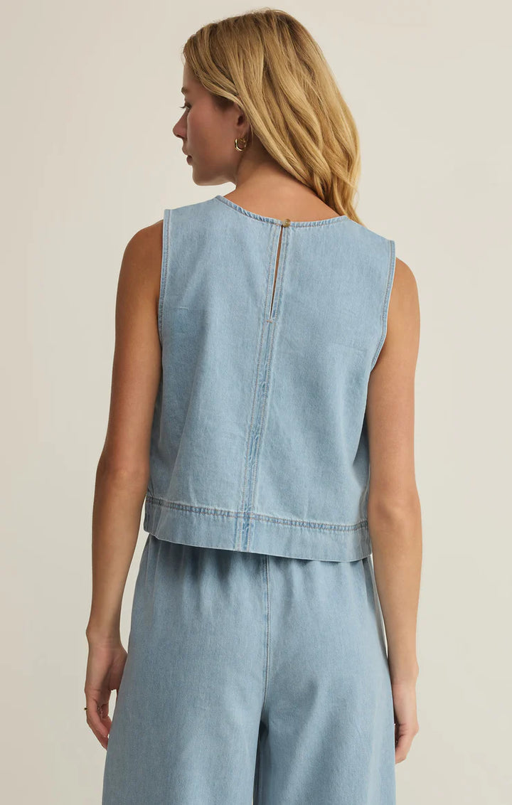 Z SUPPLY Sun Seeker Denim Cropped Tank - Coastal Water
