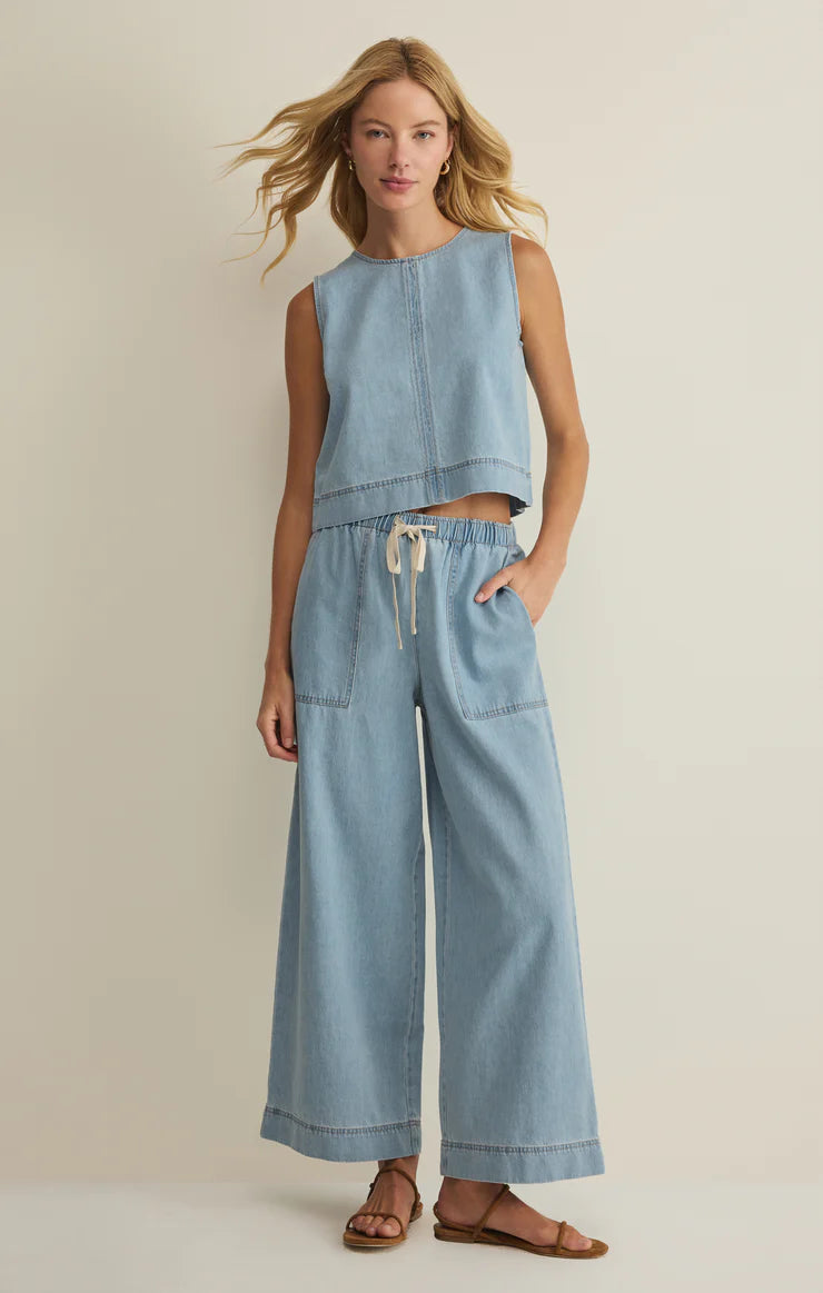 Z SUPPLY Sun Seeker Denim Cropped Tank - Coastal Water