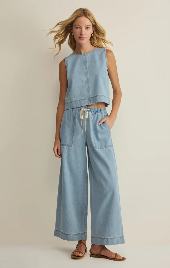 Z SUPPLY Sun Seeker Denim Cropped Tank - Coastal Water
