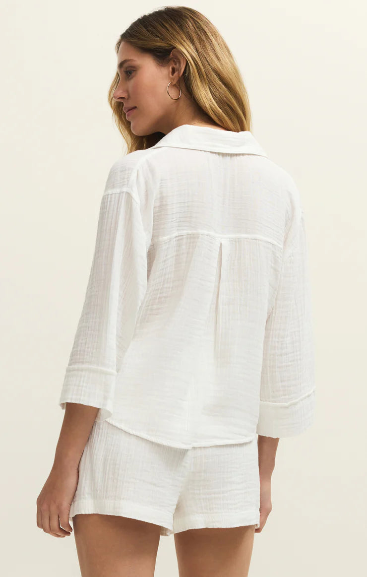 Z SUPPLY Helena Airy Gauze Button Up - White