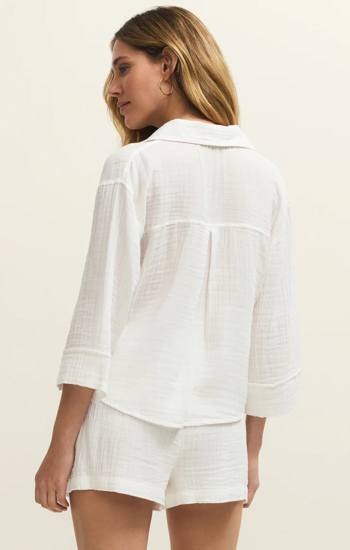 Z SUPPLY Helena Airy Gauze Button Up - White