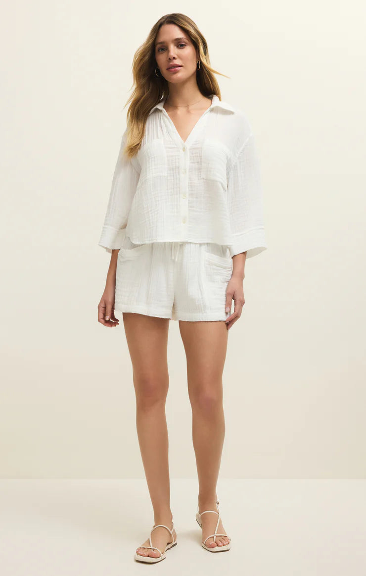 Z SUPPLY Helena Airy Gauze Button Up - White