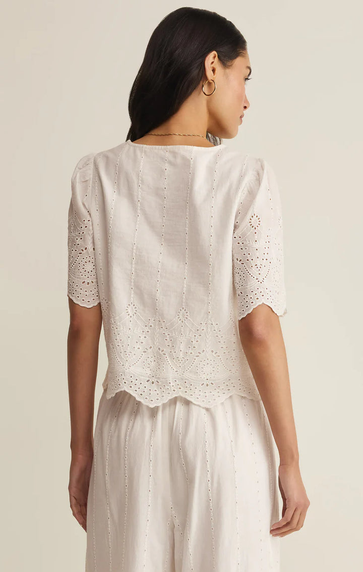 Z SUPPLY Oceanside Embroidered Top - White