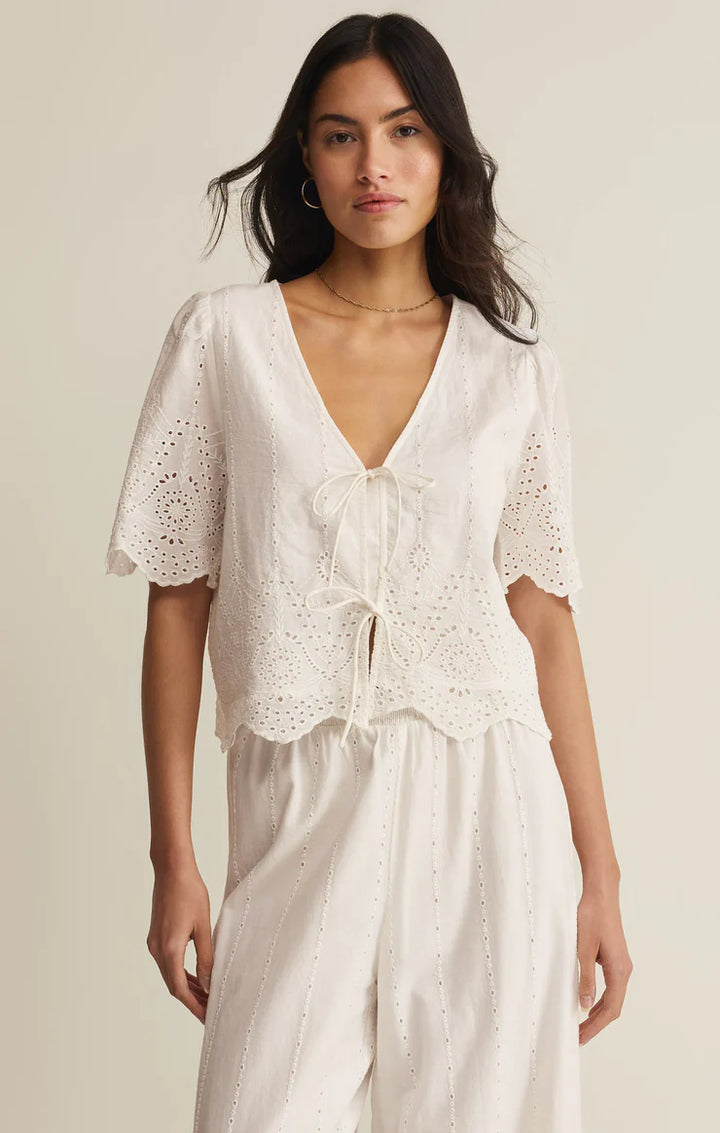 Z SUPPLY Oceanside Embroidered Top - White