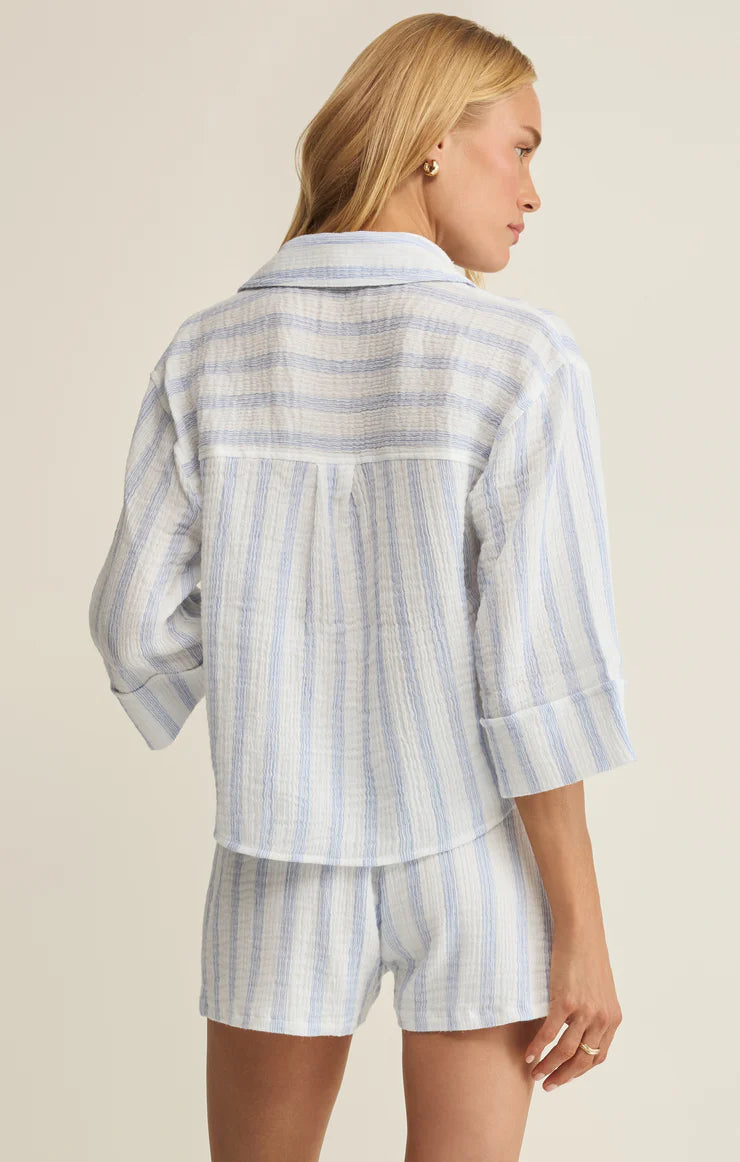 Z SUPPLY Helena Striped Airy Gauze Button Up - Sea Salt