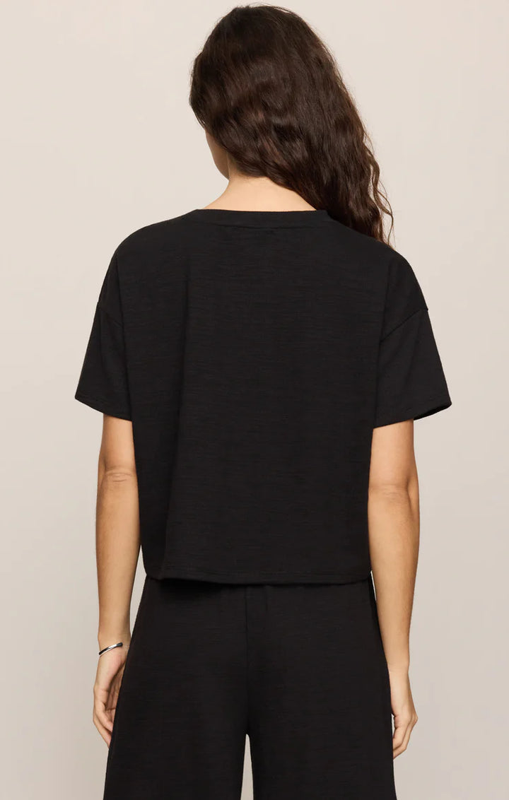 Z SUPPLY Sway Textured Cropped Tee - Black