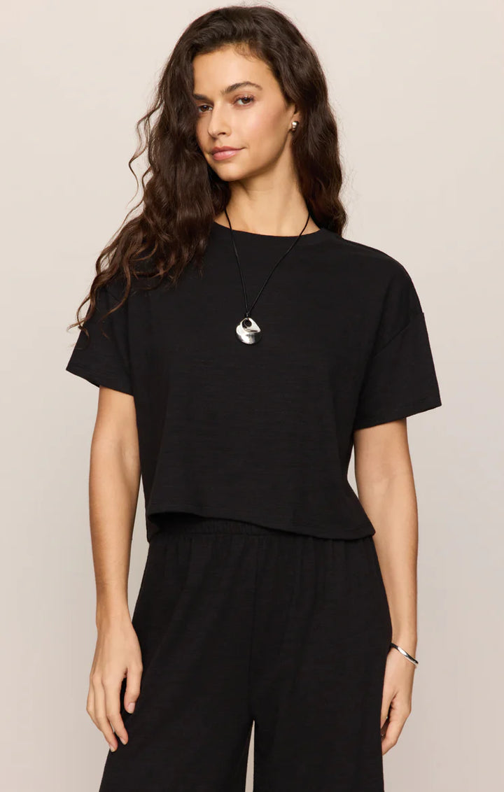 Z SUPPLY Sway Textured Cropped Tee - Black