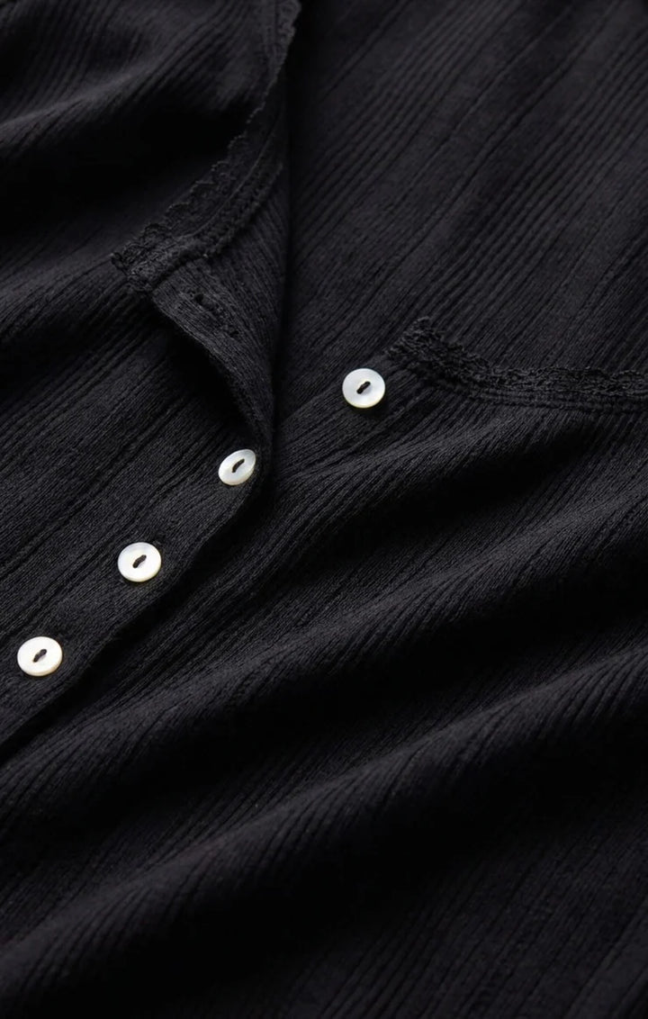 Z SUPPLY Lainey Pointelle Button Front Tank - Black
