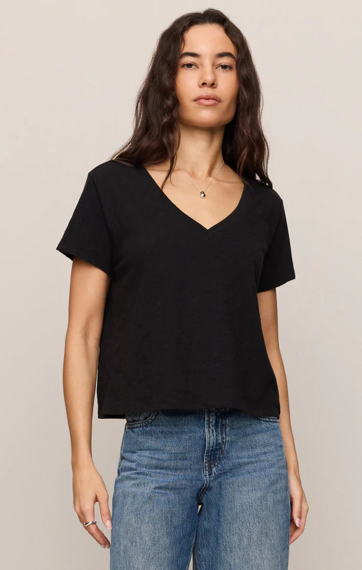 Z SUPPLY Nomad Slub V-Neck Tee - Black