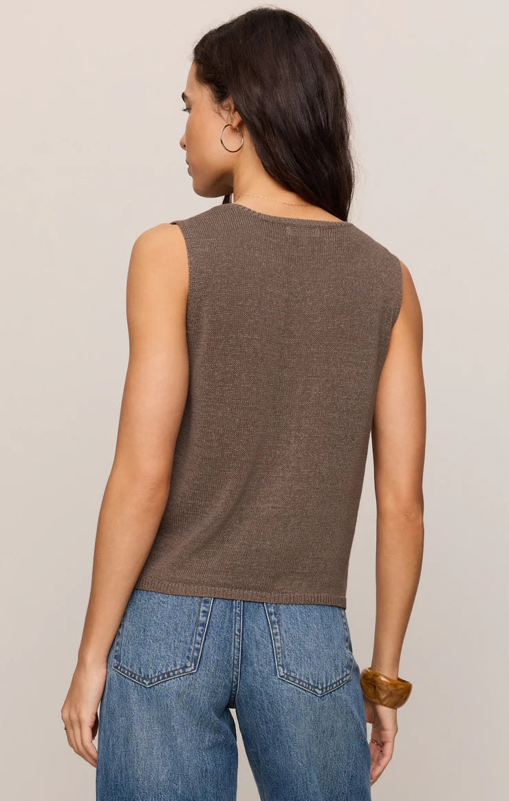 Z SUPPLY Syd Linen Knit Tank Vest - Pebble Coast