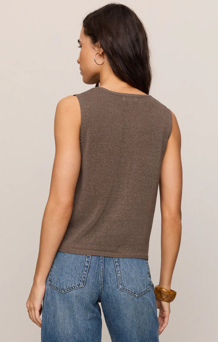 Z SUPPLY Syd Linen Knit Tank Vest - Pebble Coast