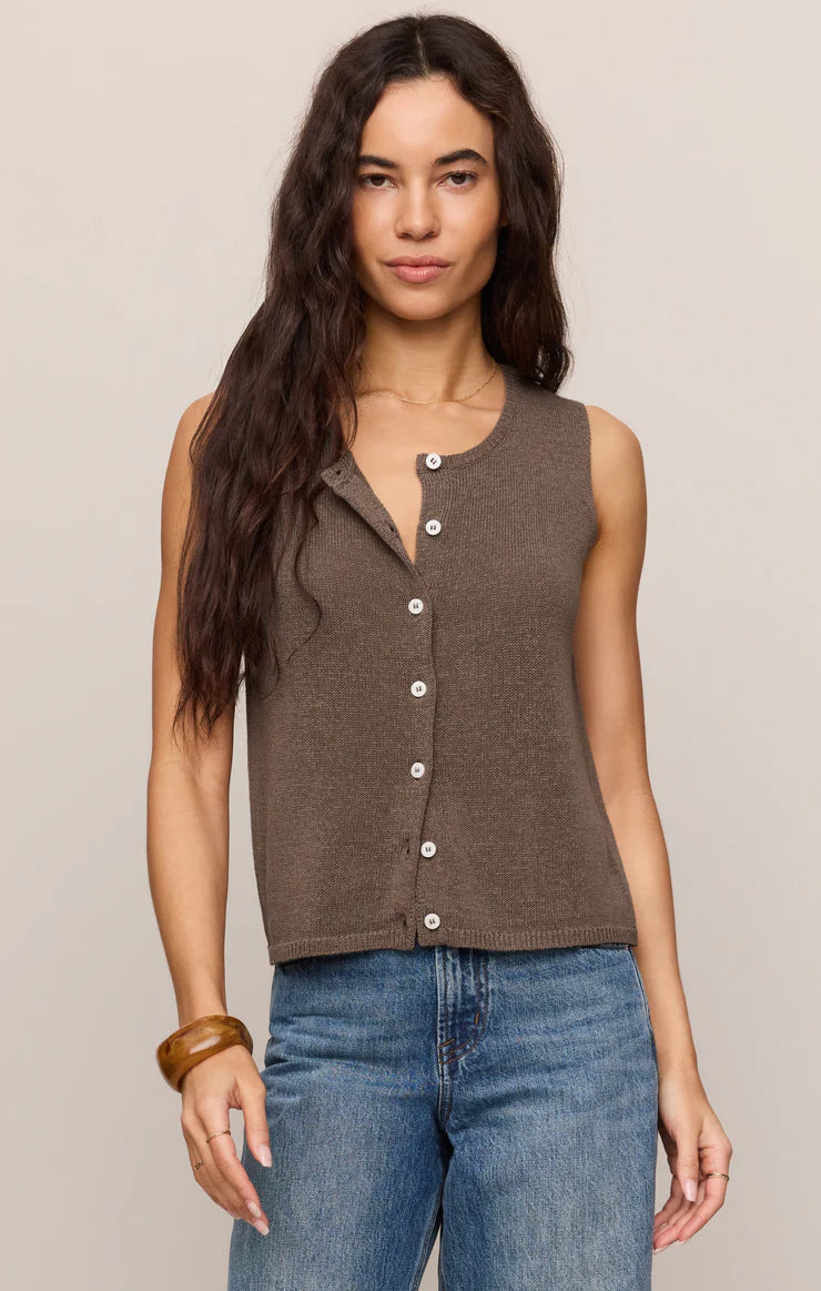 Z SUPPLY Syd Linen Knit Tank Vest - Pebble Coast