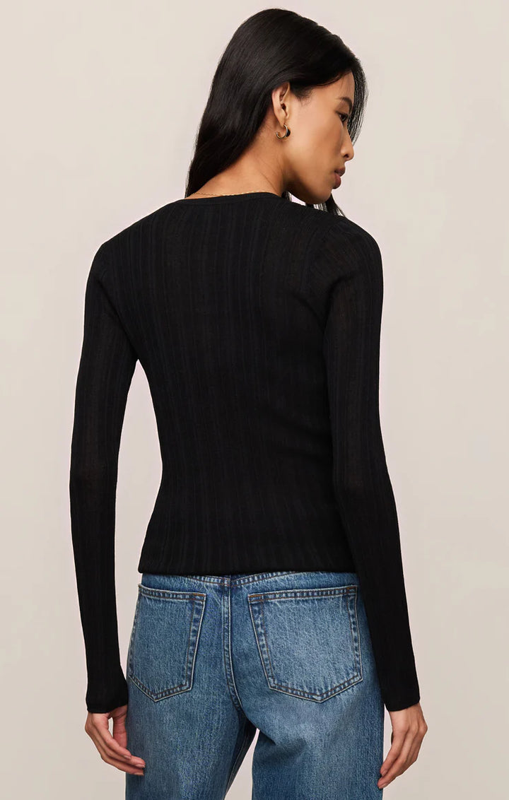 Z SUPPLY Rowena Fine Knit Henley - Black