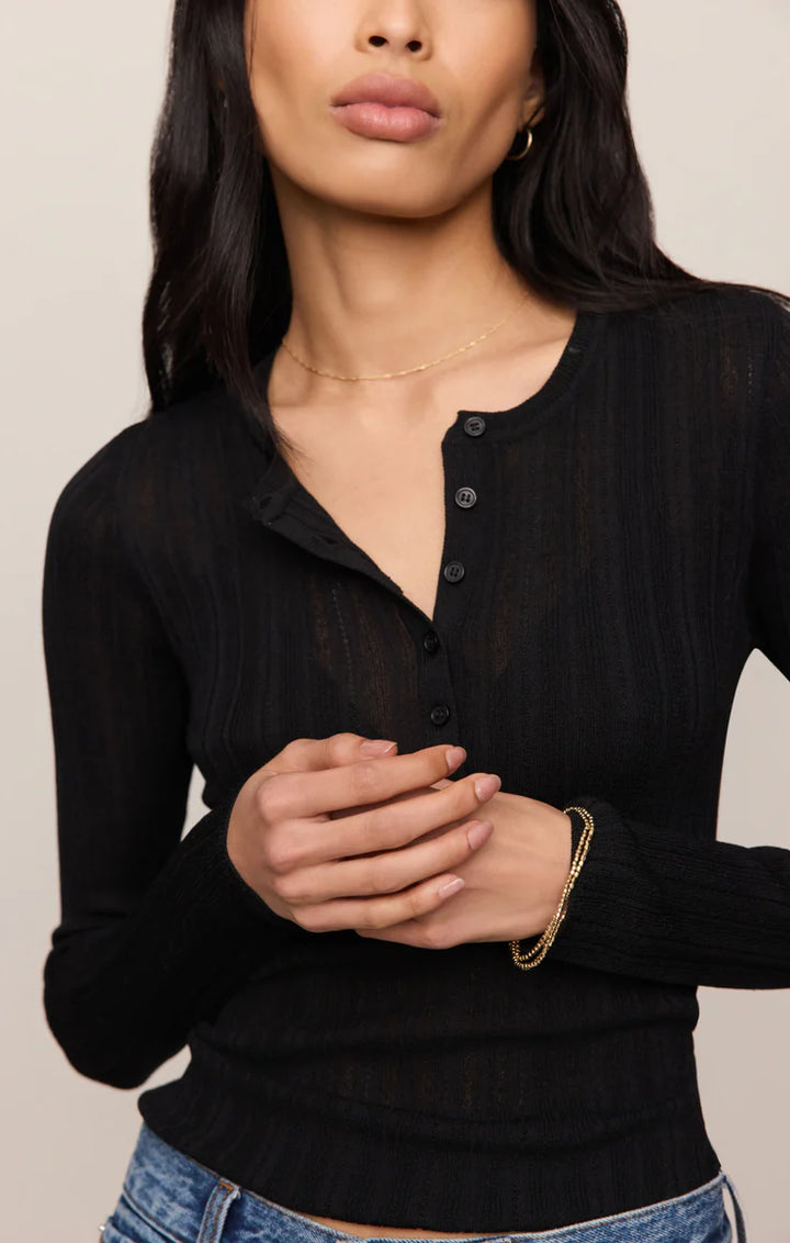 Z SUPPLY Rowena Fine Knit Henley - Black