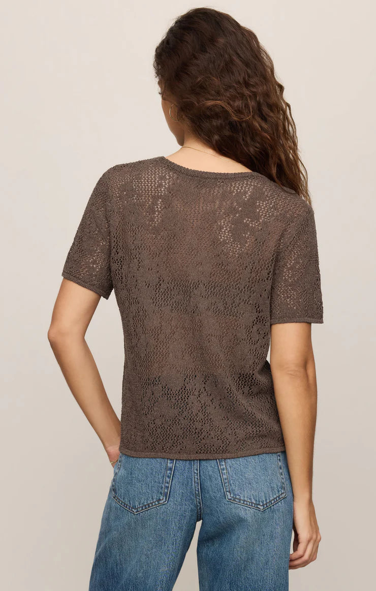 Z SUPPLY Waverton Crochet Sweater Tee - Cocoa Latte