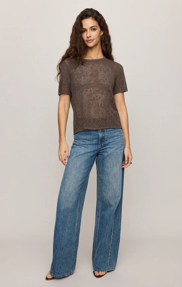 Z SUPPLY Waverton Crochet Sweater Tee - Cocoa Latte