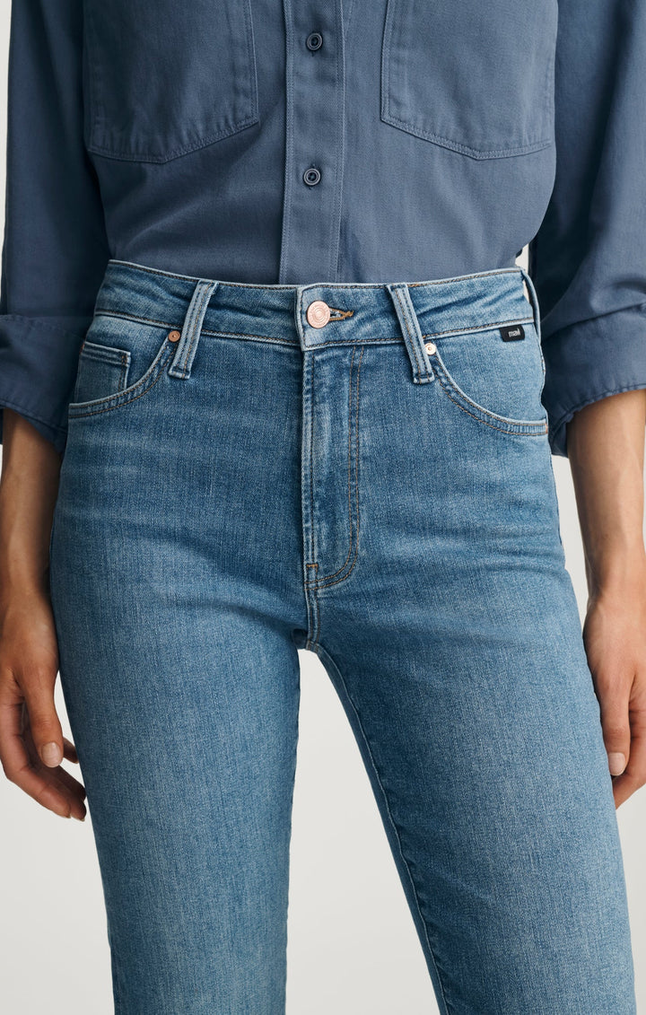 Mavi Kendra Straight Leg Jeans - Mid Brushed Flex Blue