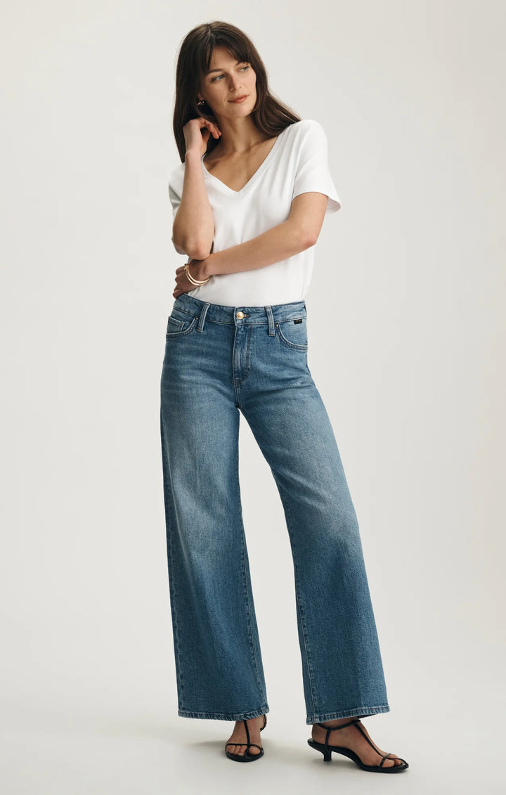 Mavi Paloma Wide Leg Jeans - Mid Brushed Gold Premium