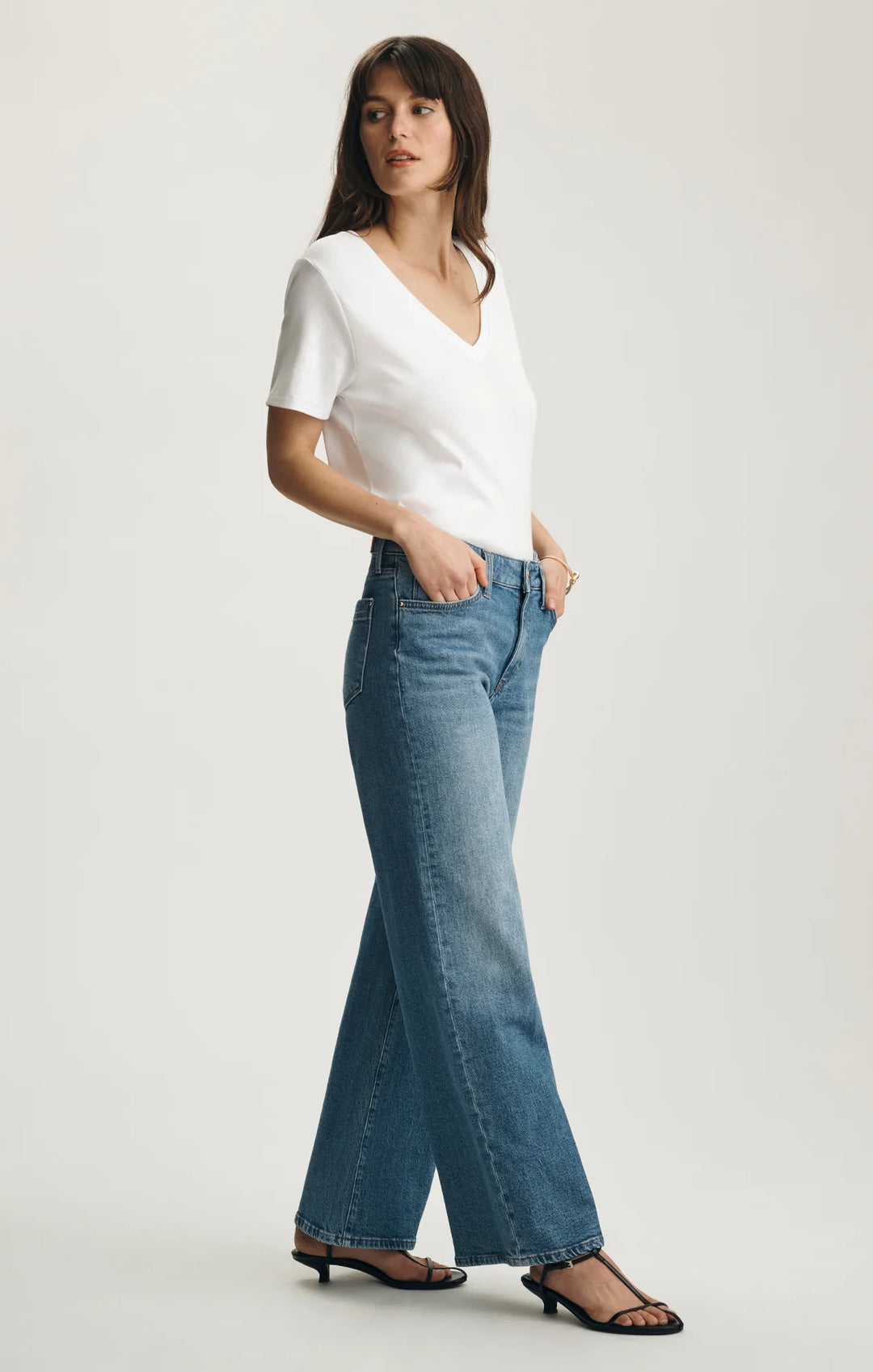 Mavi Paloma Wide Leg Jeans - Mid Brushed Gold Premium