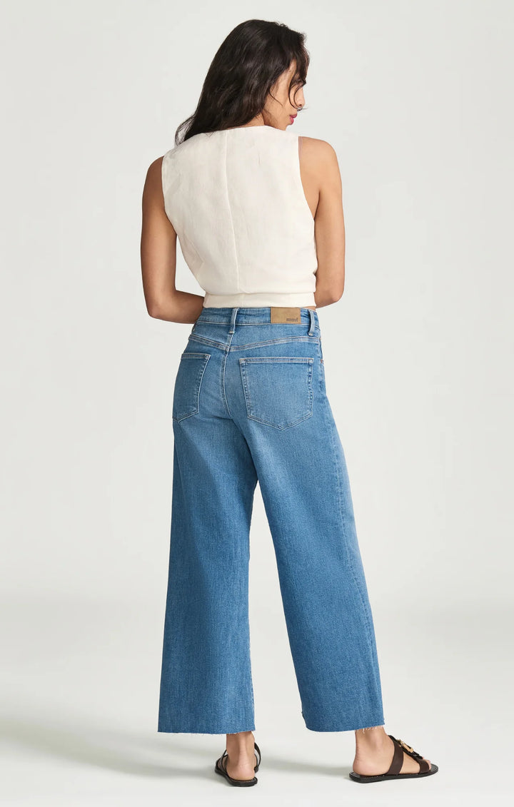 Mavi Paloma Cropped Wide Leg Jeans - Mid Brushed Flex Blue