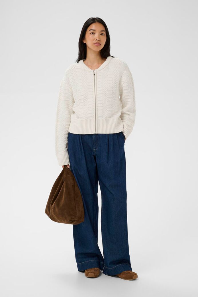 Part Two Aniela Zip-Up Sweater - Whisper White