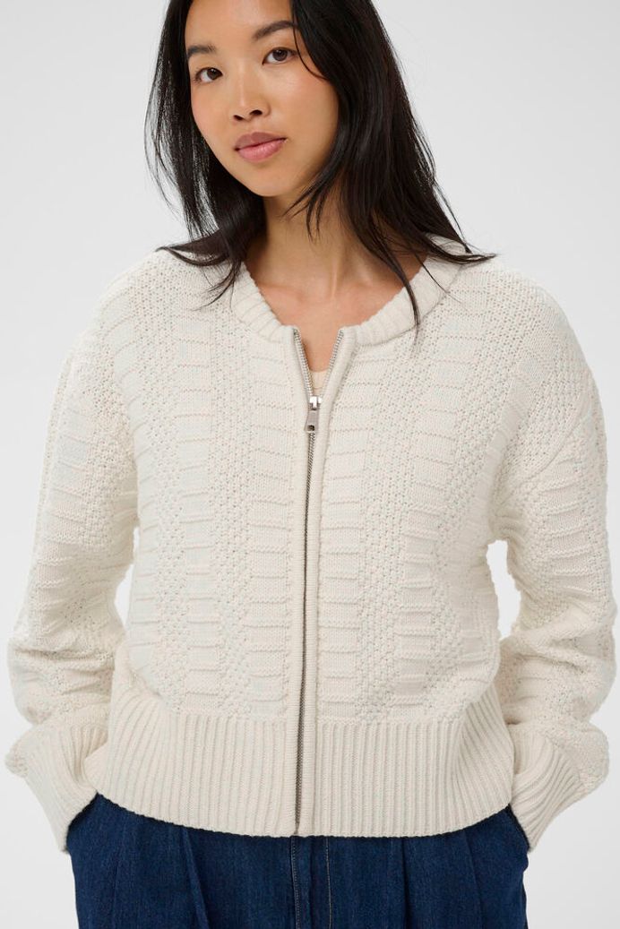Part Two Aniela Zip-Up Sweater - Whisper White