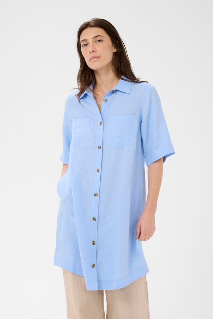 Part Two Sardiae Button Up Dress - Serenity Blue