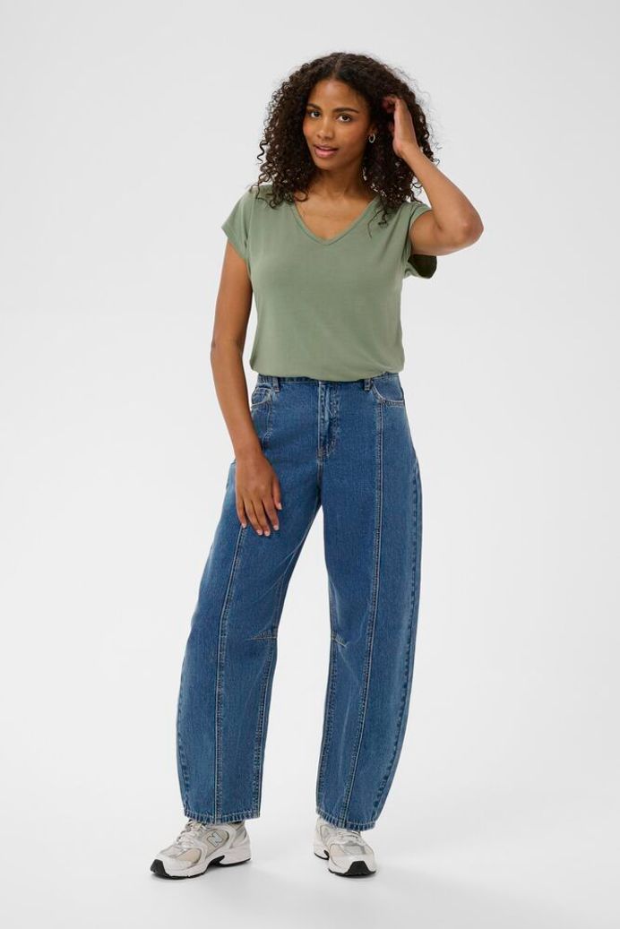 Kaffe Aross HW Barrel Jeans - Blue Denim