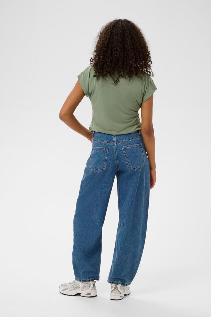 Kaffe Aross HW Barrel Jeans - Blue Denim