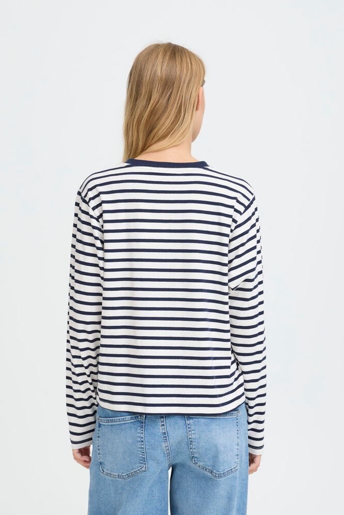 ICHI Imira Loose Long Sleeve Black Striped Shirt