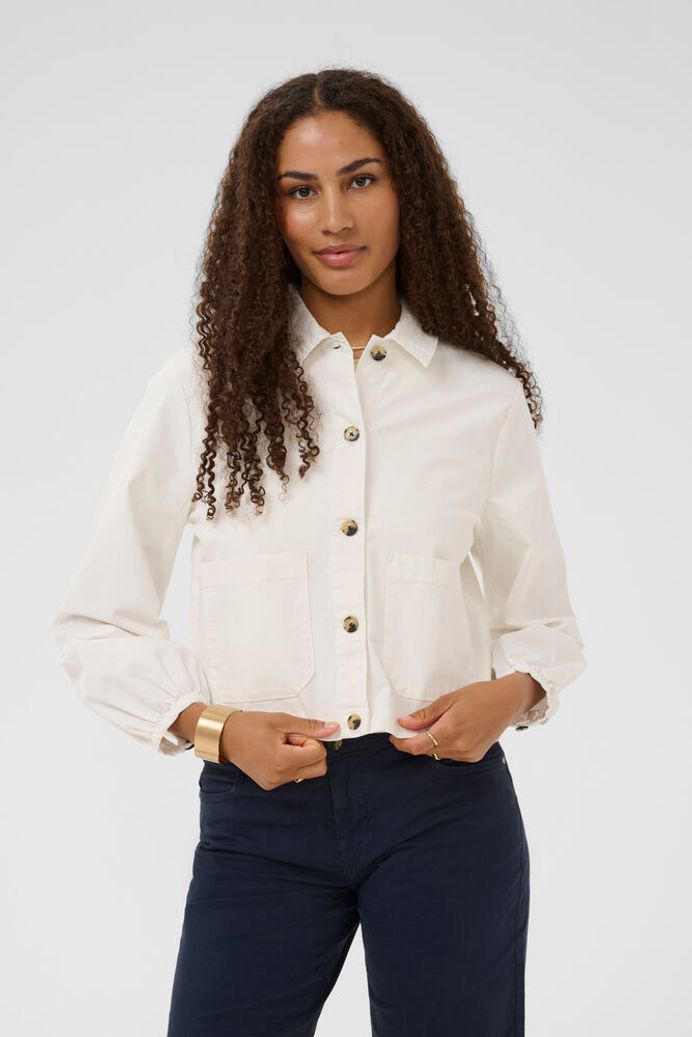 Cream Berta Twill Jacket - Snow White