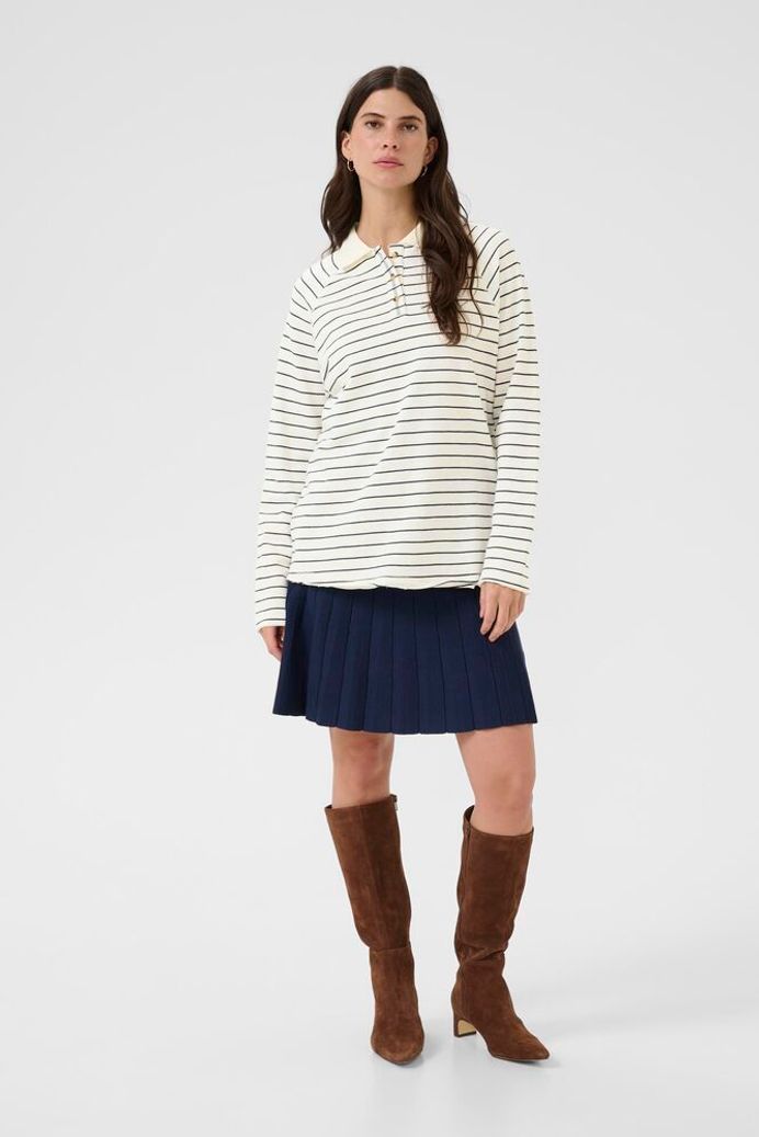 Cream Verma Polo Top - Navy Stripe