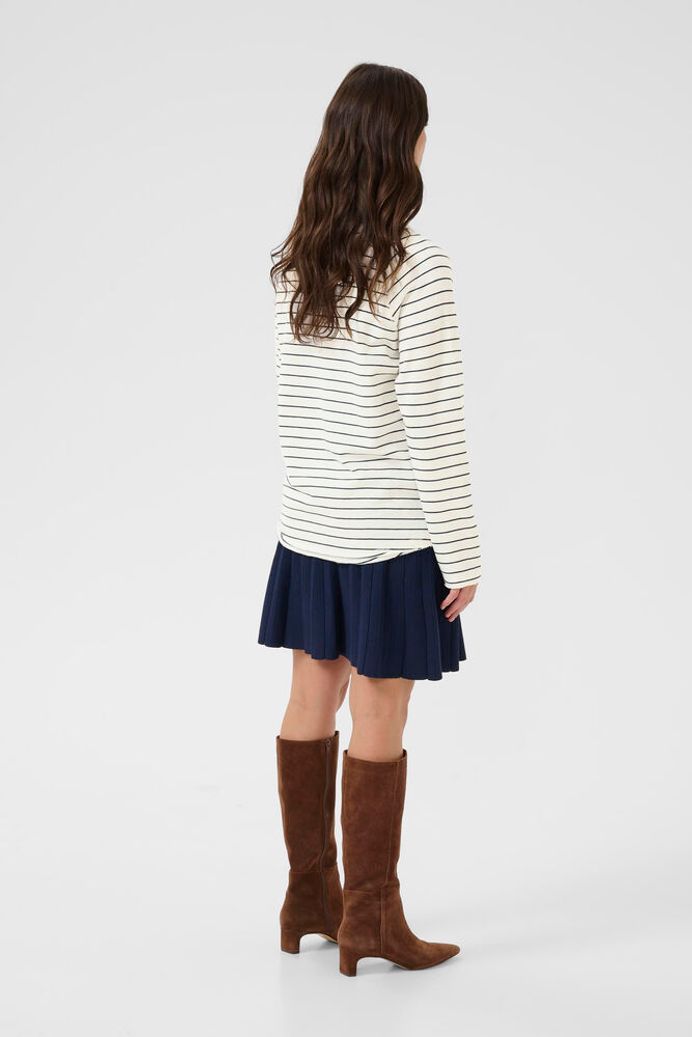 Cream Verma Polo Top - Navy Stripe