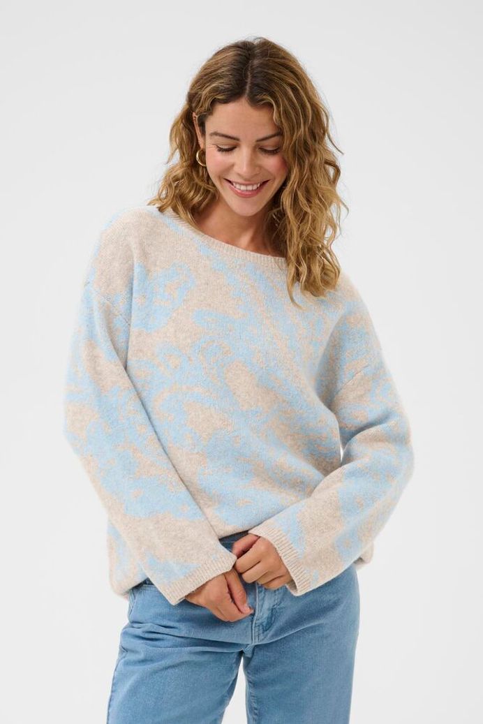 Cream Temikka Knit Pullover - Cashmere Blue Paisley