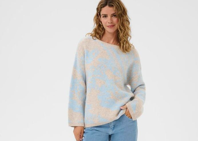 Cream Temikka Knit Pullover - Cashmere Blue Paisley