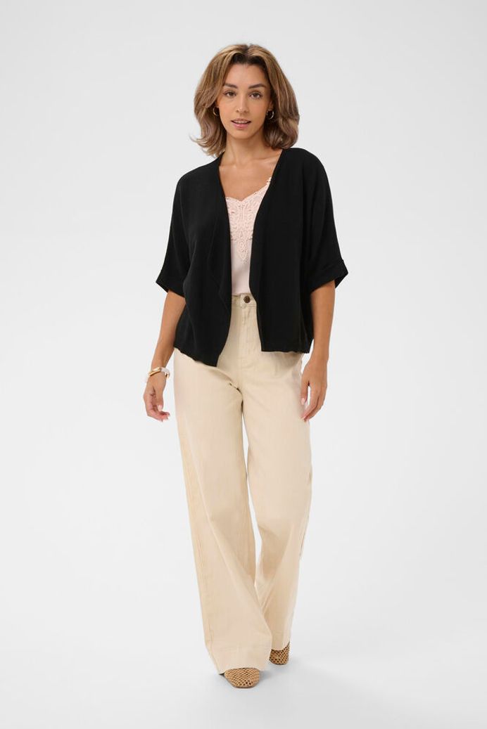 Cream Sillar Knit Bolero - Pitch Black