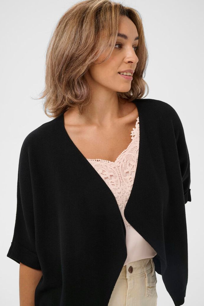 Cream Sillar Knit Bolero - Pitch Black