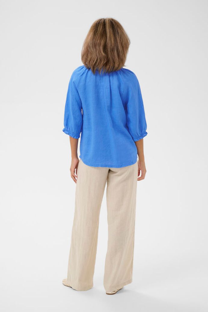 Cream Bellis Lace Blouse - Palace Blue