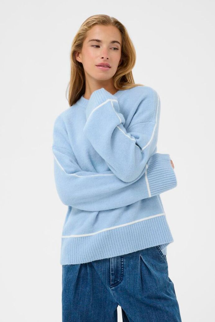 Kaffe Ajinie Knit Pullover - Powder Blue Melange