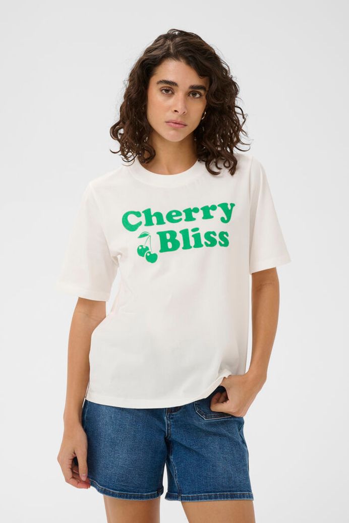 Kaffe Cherry T-Shirt - Chalk