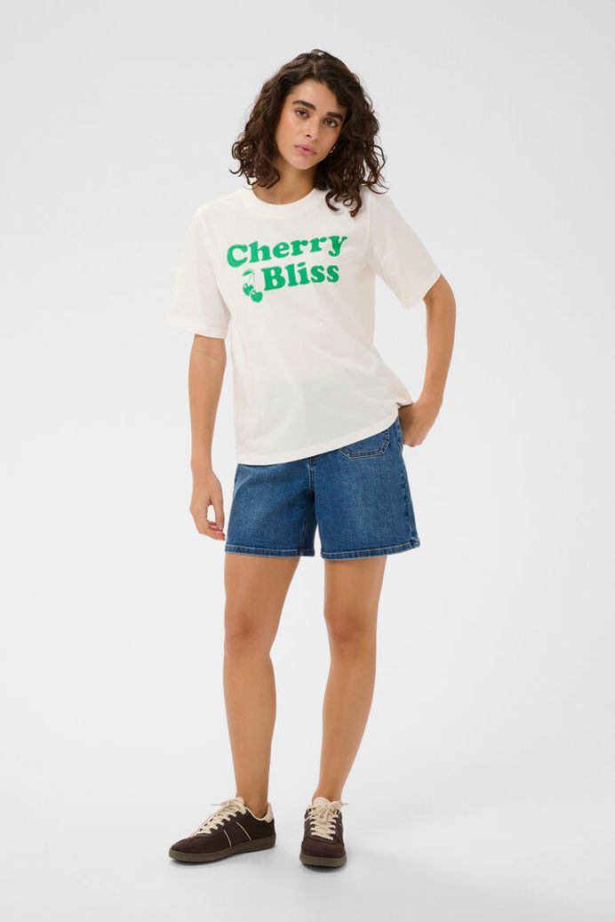 Kaffe Cherry T-Shirt - Chalk