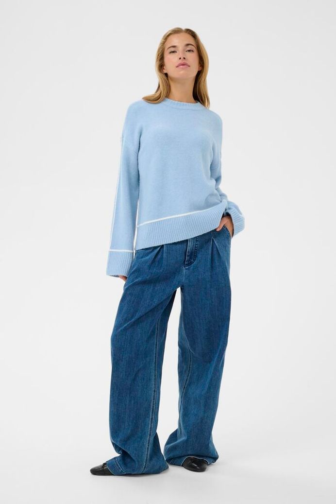 Kaffe Ajinie Knit Pullover - Powder Blue Melange