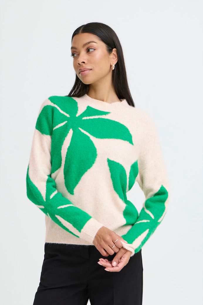 b.young Omea Green Flower Pullover
