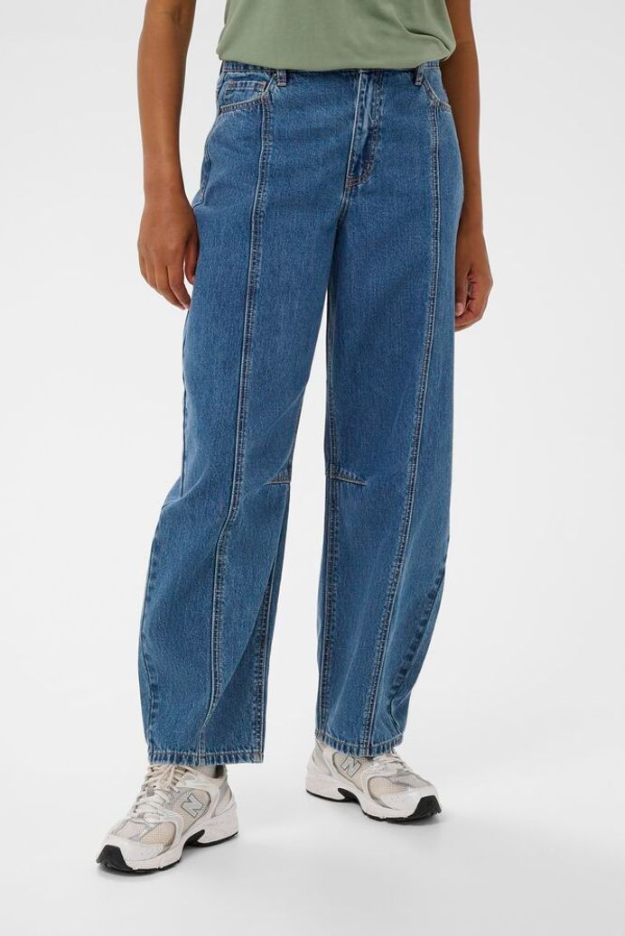Kaffe Aross HW Barrel Jeans - Blue Denim