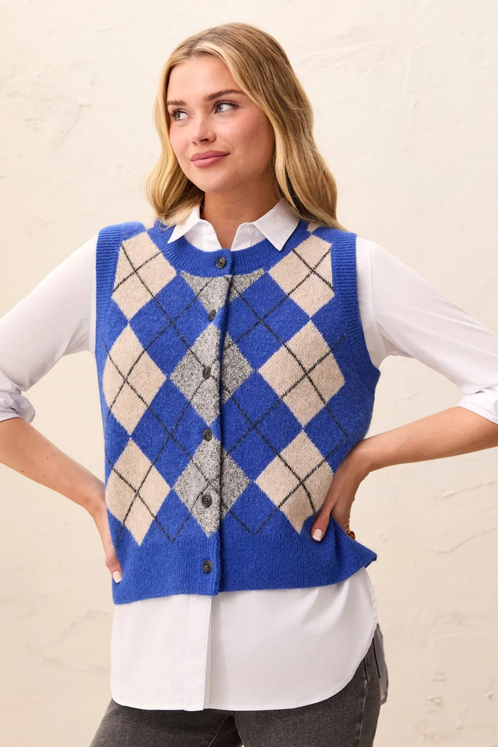 Tribal Sweater Vest - Cobalt