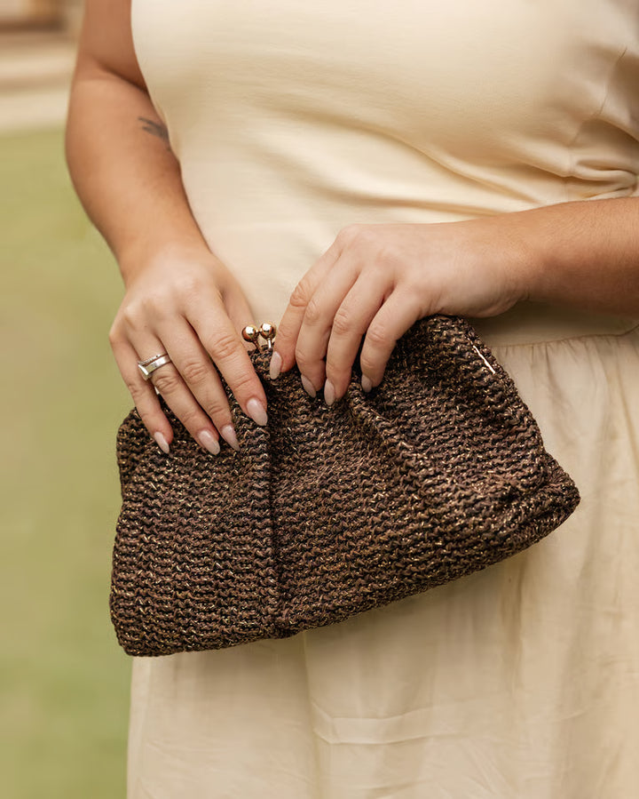 Louenhide Goldie Clutch - Chocolate Knit