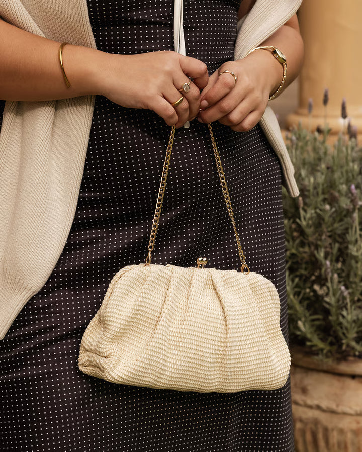 Louenhide Goldie Clutch - Vanilla Raffia