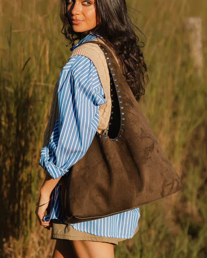 Louenhide Hailey Suede Shoulder Bag - Olive